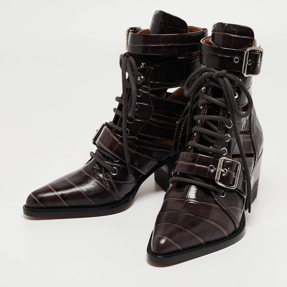 Chloe Brown Croc Rylee Boots